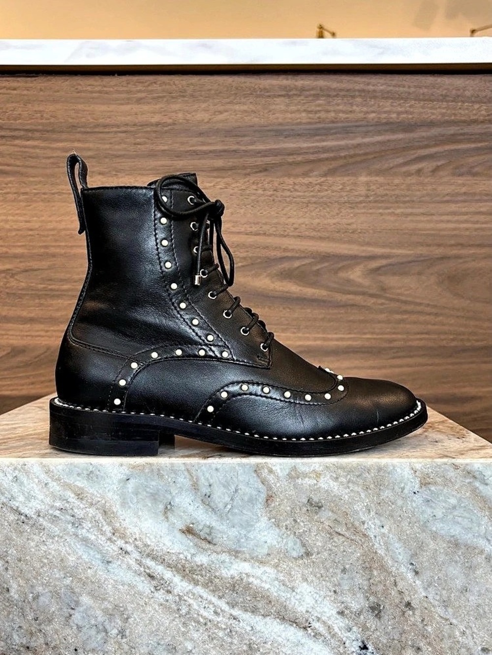 Jimmy Choo Black Studded Combat Boots Like New